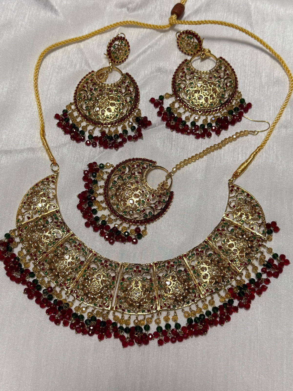 Maroon Gold Choker Set