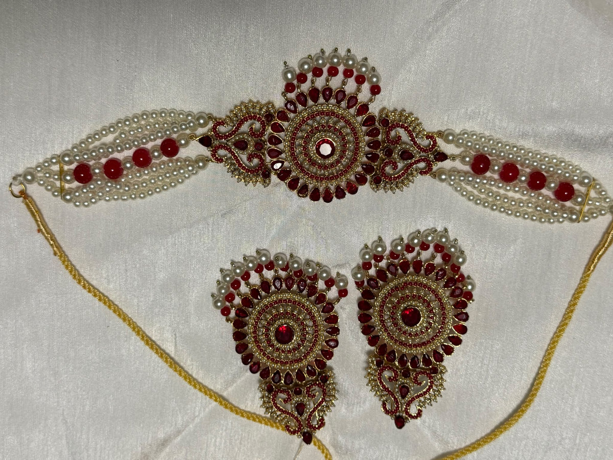 Maroon Matha Patti Set