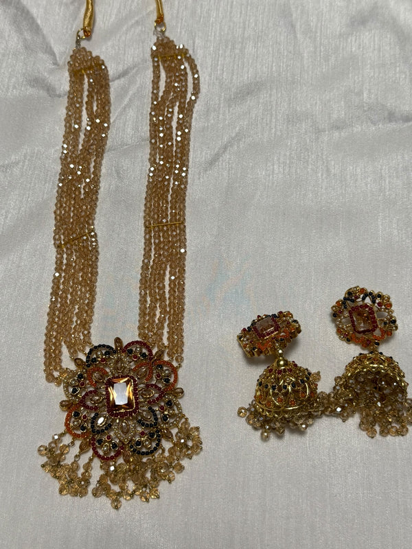 Gold Long Necklace Set